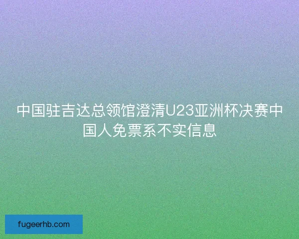 中国驻吉达总领馆澄清U23亚洲杯决赛中国人免票系不实信息